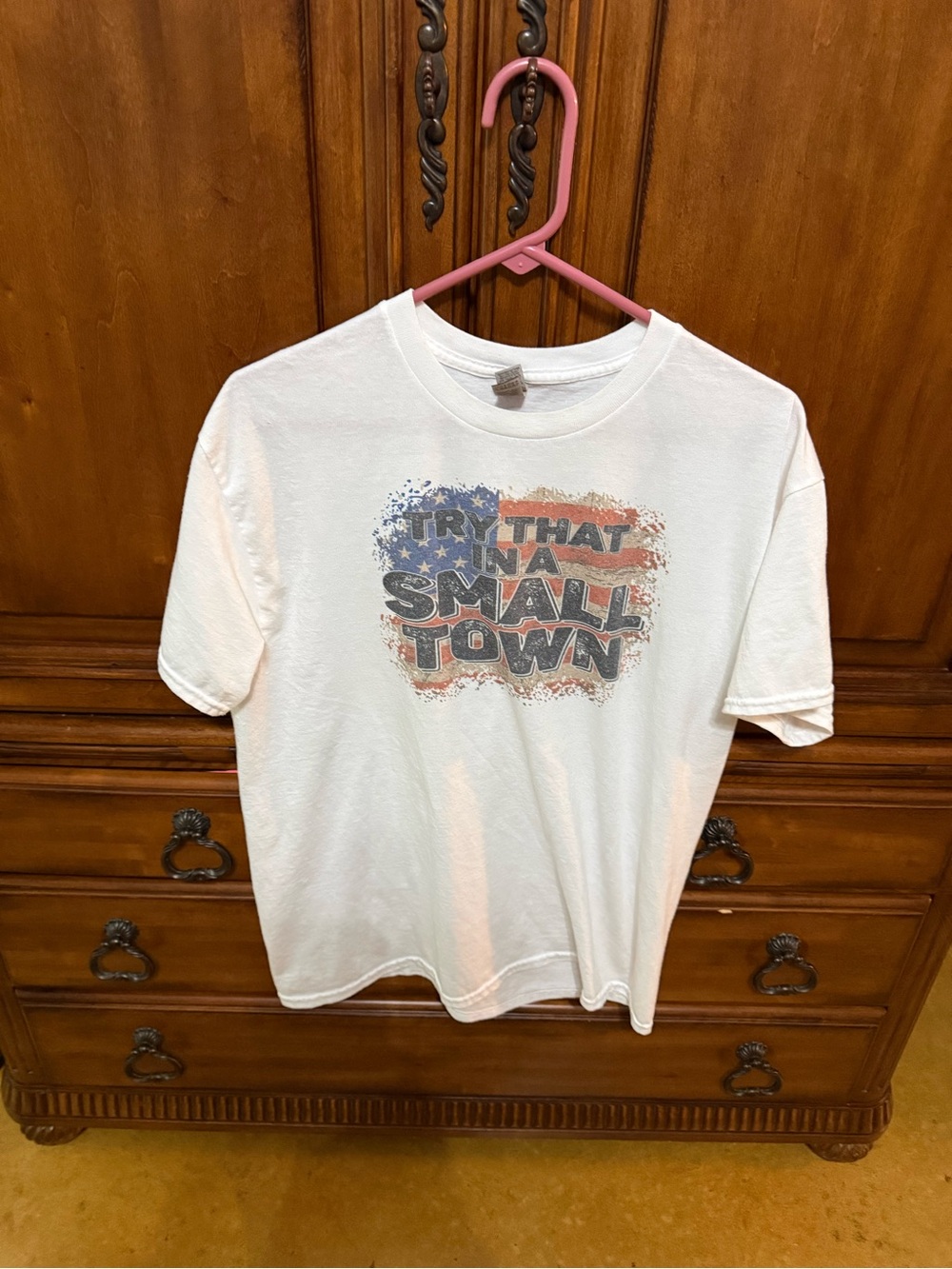 White Graphic Unisex Tee - "Try That In A Small Town"